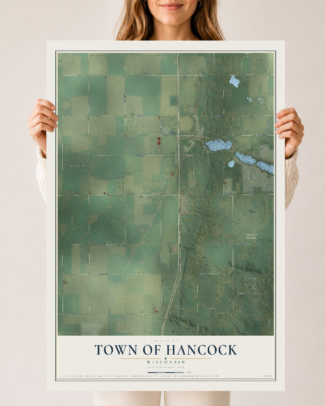 Map of the Town of Hancock, Wisconsin, 24 x 36 inch unframed archival matte print