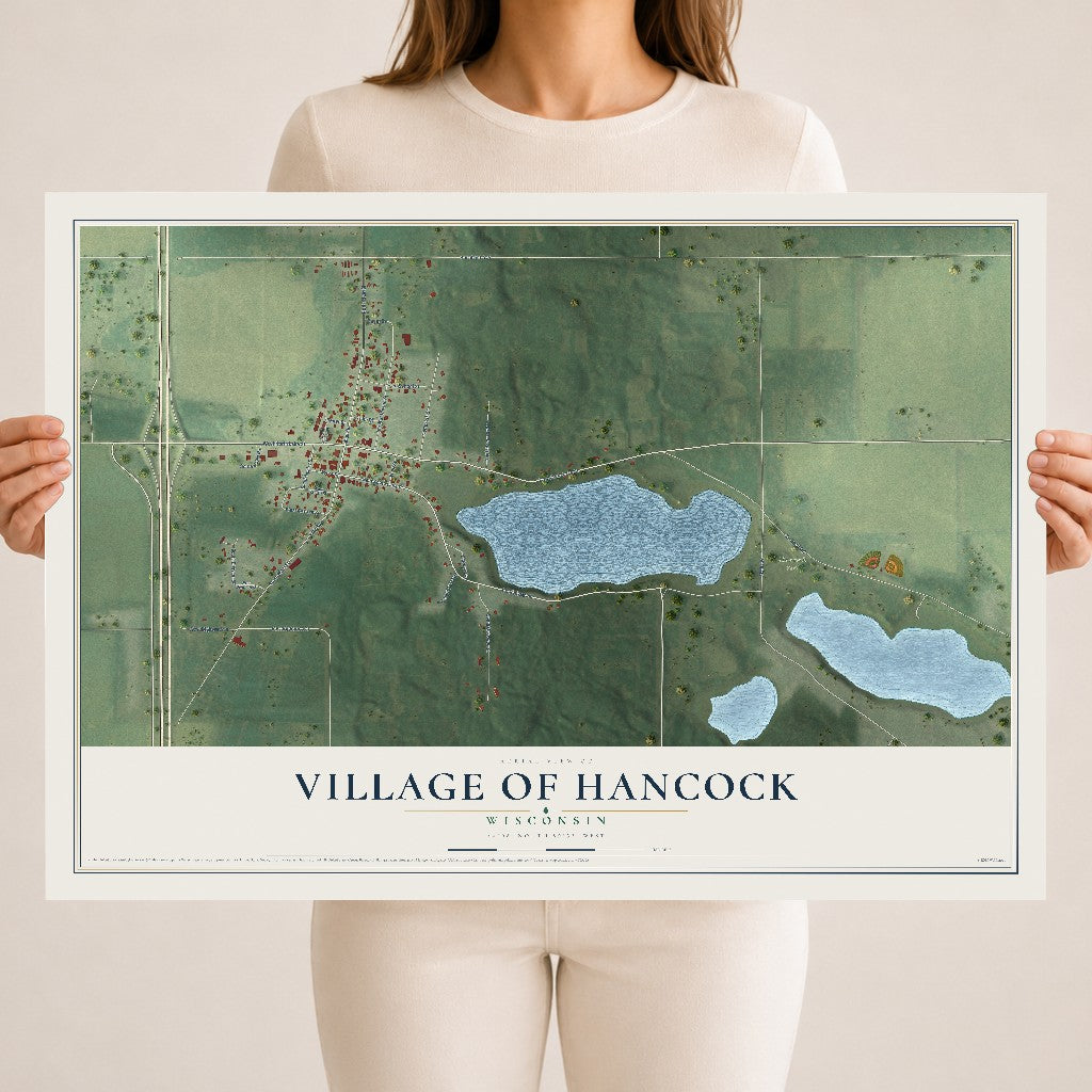 Map of Hancock, Wisconsin, 18 x 24 inch unframed archival matte print