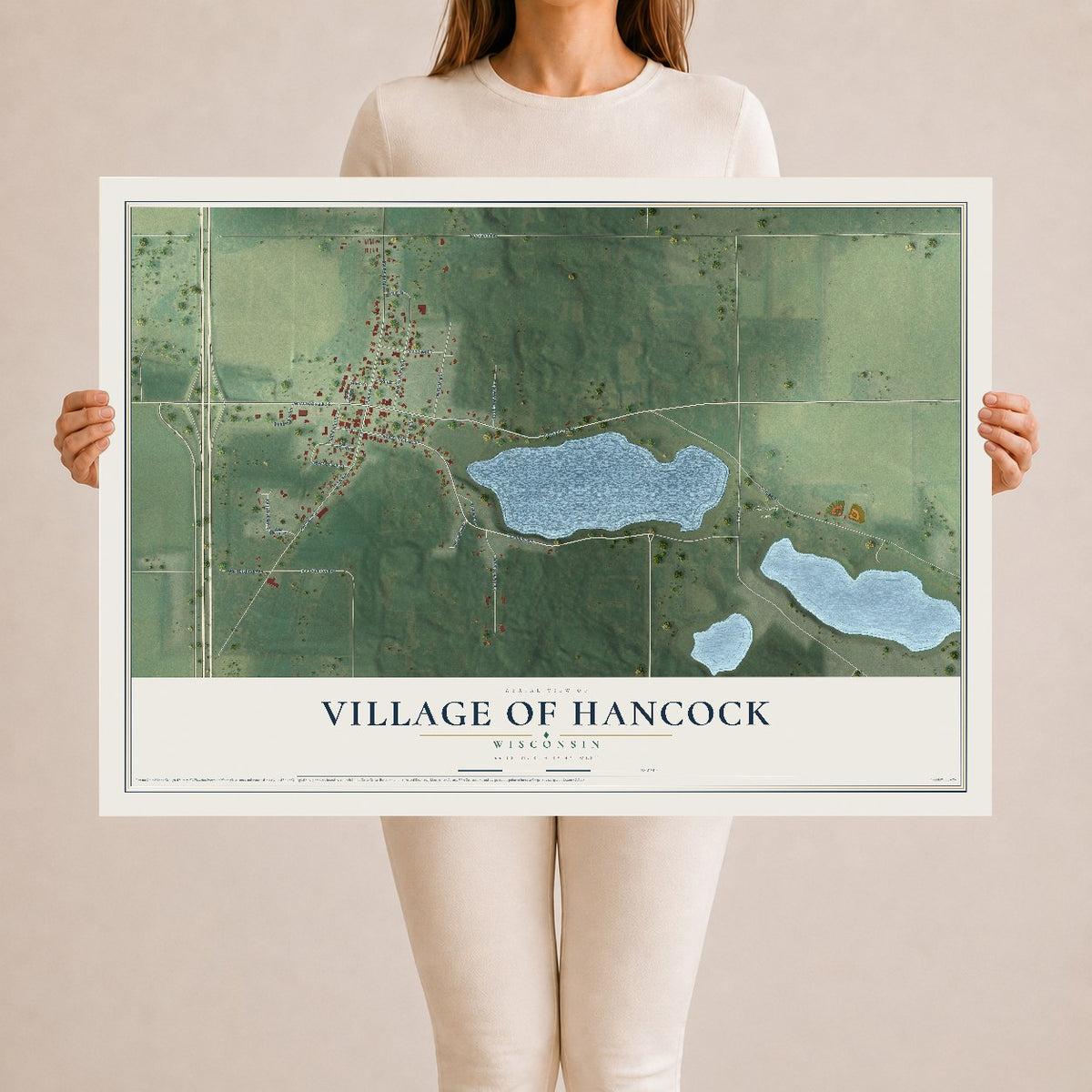 Map of Hancock, Wisconsin, 24 x 36 inch unframed archival matte print