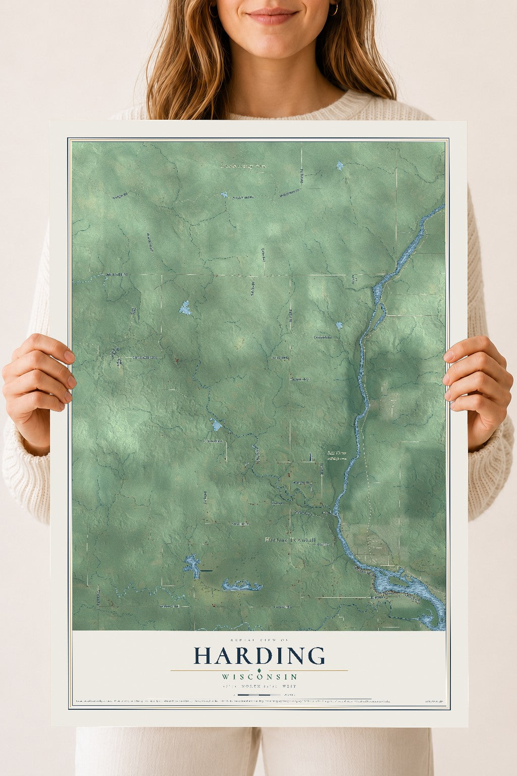 Map of Harding, Wisconsin, 18 x 24 inch unframed archival matte print