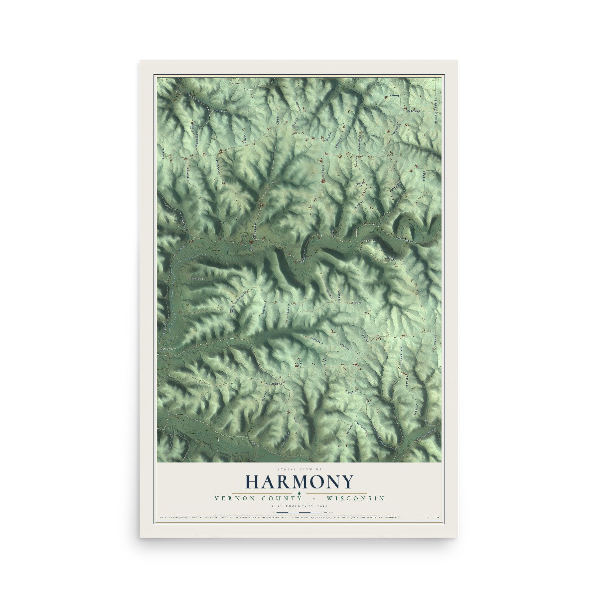 Map of Harmony, Vernon County, Wisconsin, 12 x 18 inch unframed archival matte print