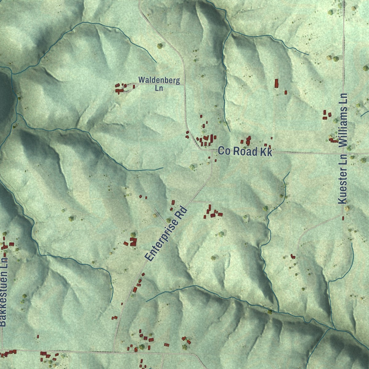 Close-up of the map of Harmony, Vernon County, Wisconsin print showing street and building detail