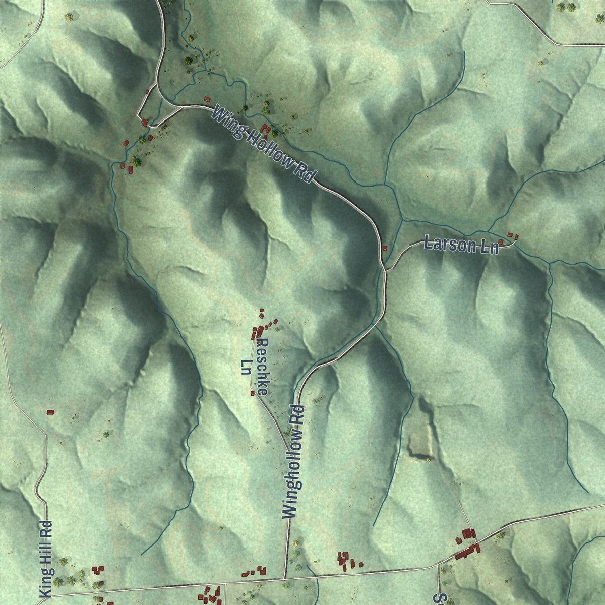 Second close-up of the map of Harmony, Vernon County, Wisconsin print showing more streets and buildings