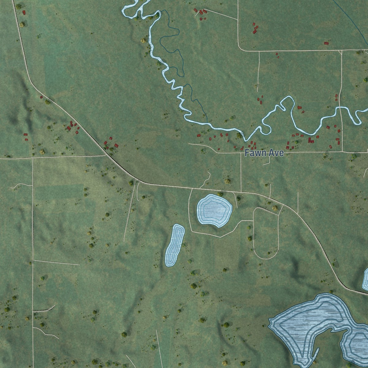 Close-up of the map of Harris, Wisconsin print showing street and building detail