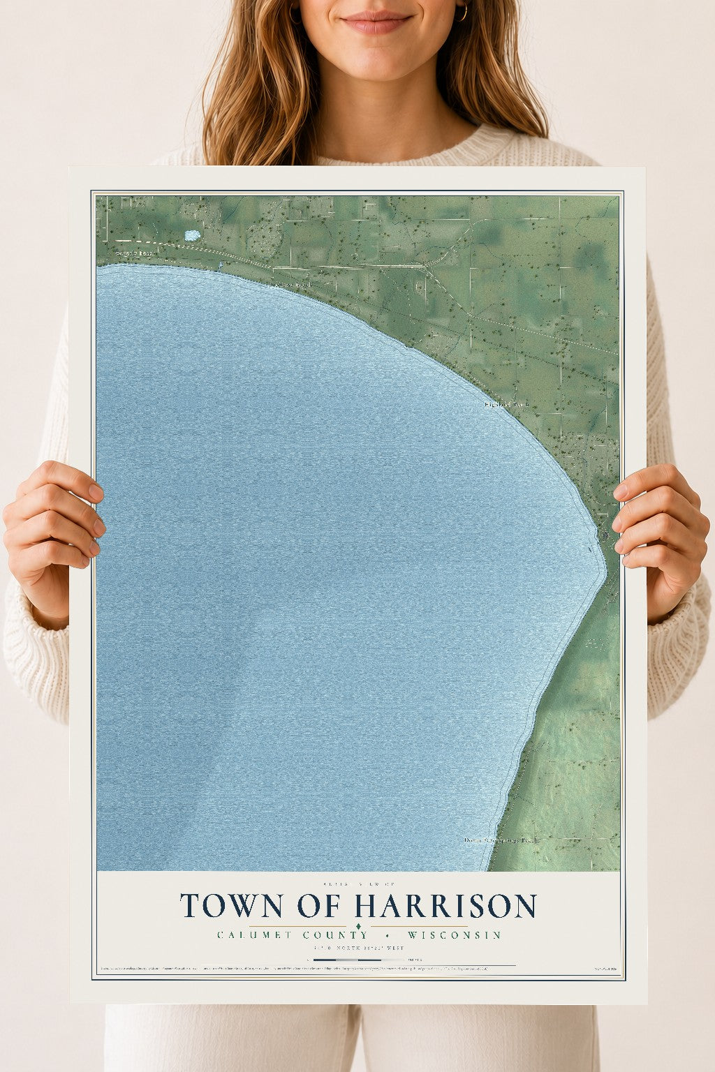 Map of the Town of Harrison, Calumet County, Wisconsin, 18 x 24 inch unframed archival matte print