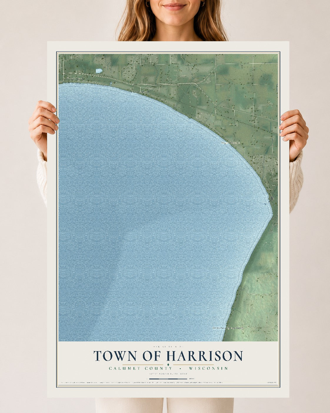 Map of the Town of Harrison, Calumet County, Wisconsin, 24 x 36 inch unframed archival matte print