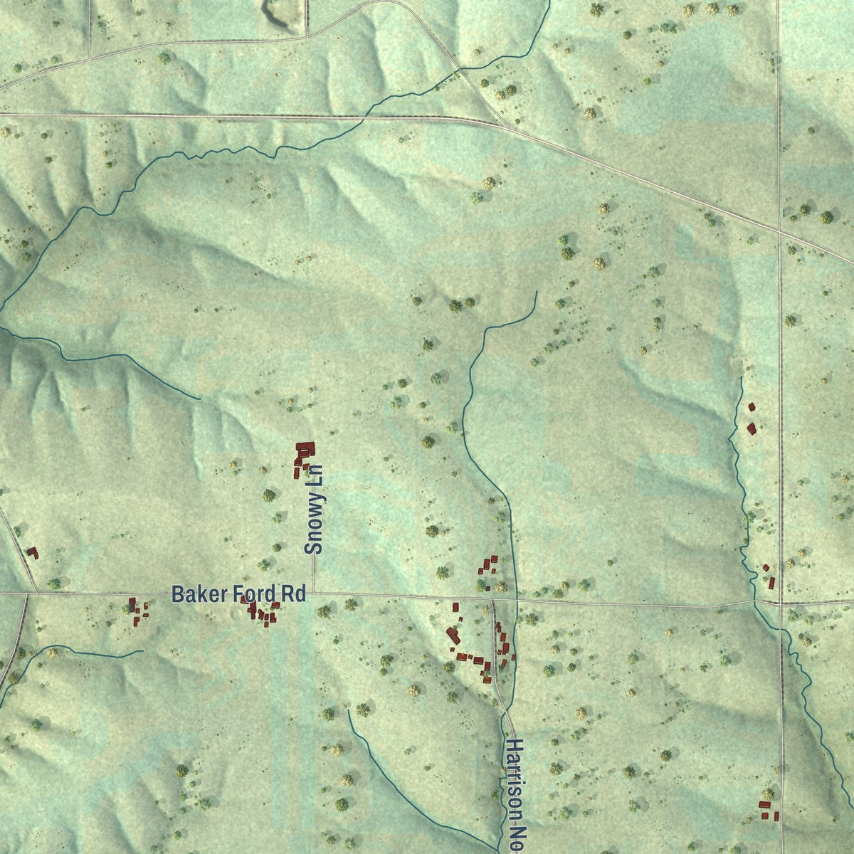 Second close-up of the map of the Town of Harrison, Grant County, Wisconsin print showing more streets and buildings