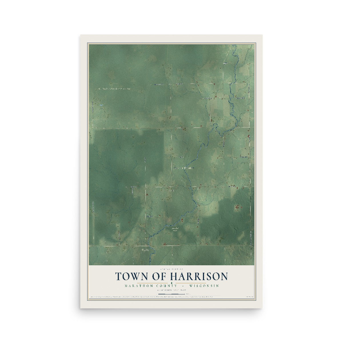 Map of the Town of Harrison, Marathon County, Wisconsin, 12 x 18 inch unframed archival matte print