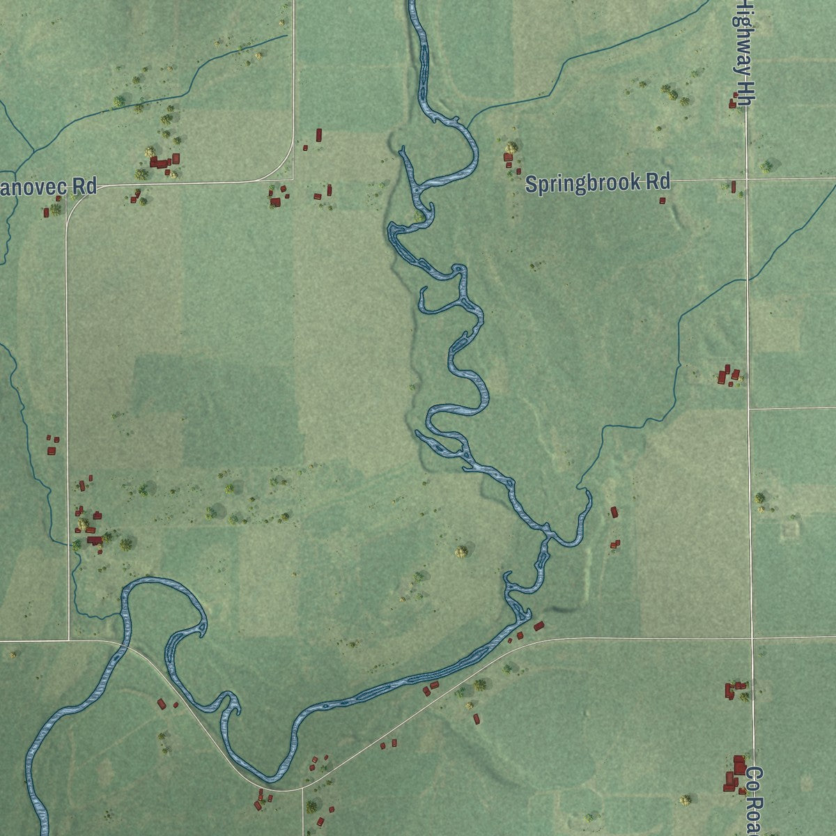 Close-up of the map of the Town of Harrison, Marathon County, Wisconsin print showing street and building detail