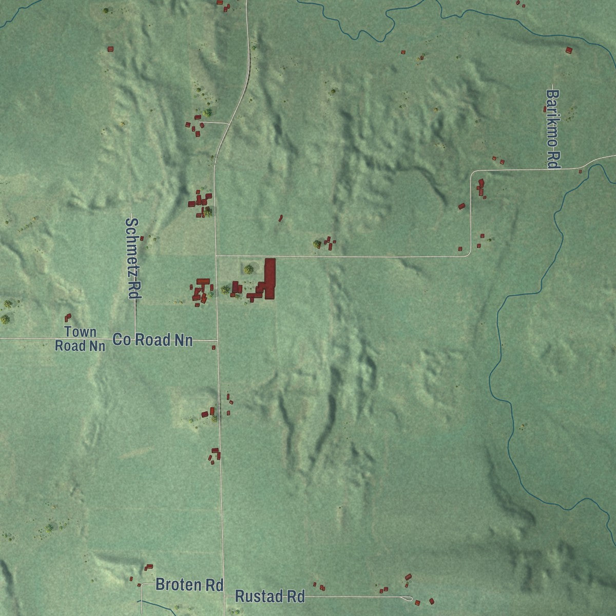 Second close-up of the map of the Town of Harrison, Waupaca County, Wisconsin print showing more streets and buildings