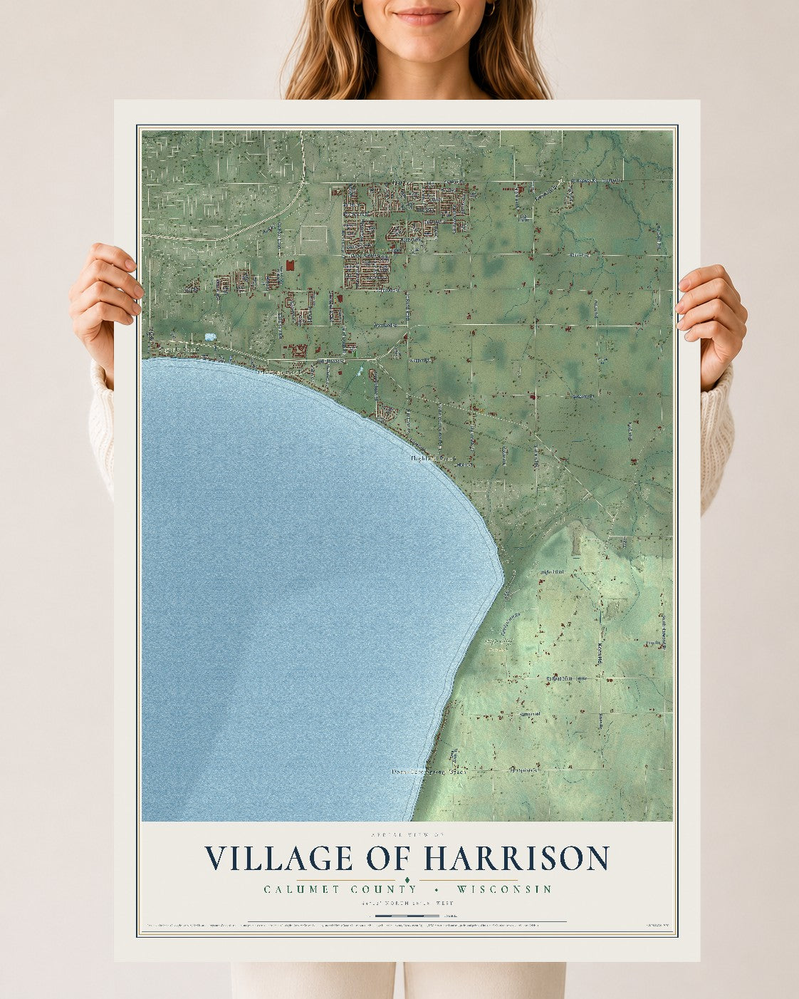 Map of Harrison, Wisconsin, 24 x 36 inch unframed archival matte print
