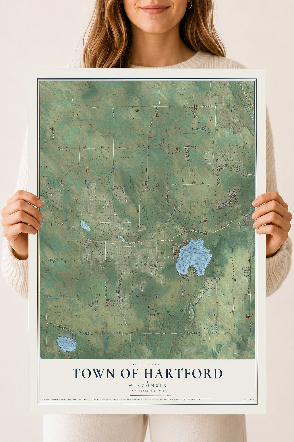 Map of the Town of Hartford, Wisconsin, 18 x 24 inch unframed archival matte print