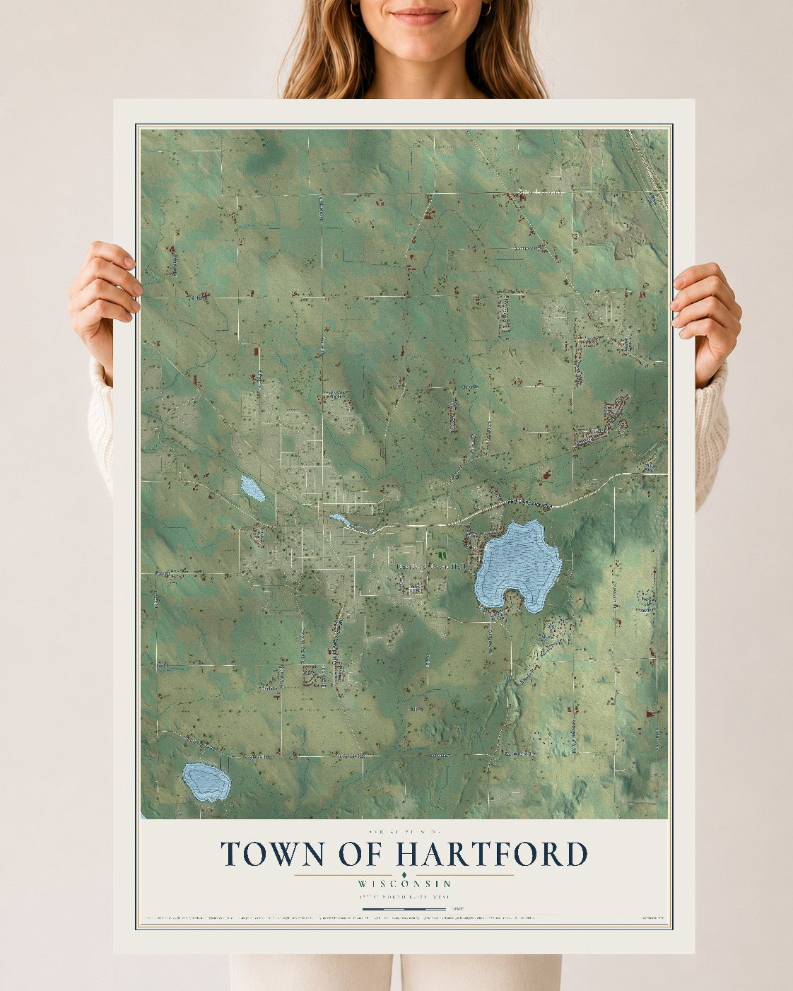 Map of the Town of Hartford, Wisconsin, 24 x 36 inch unframed archival matte print