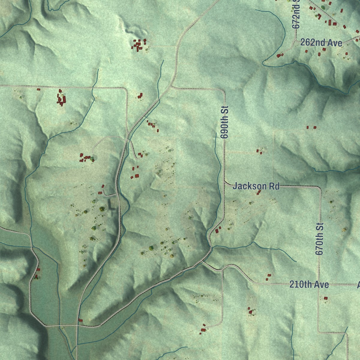 Second close-up of the map of Hartland, Pierce County, Wisconsin print showing more streets and buildings