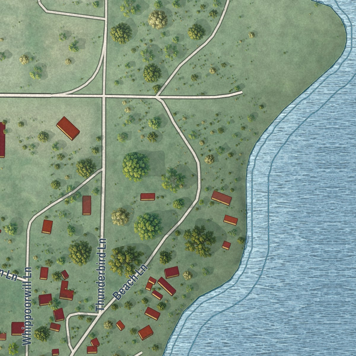 Close-up of the map of Hatfield, Wisconsin print showing street and building detail
