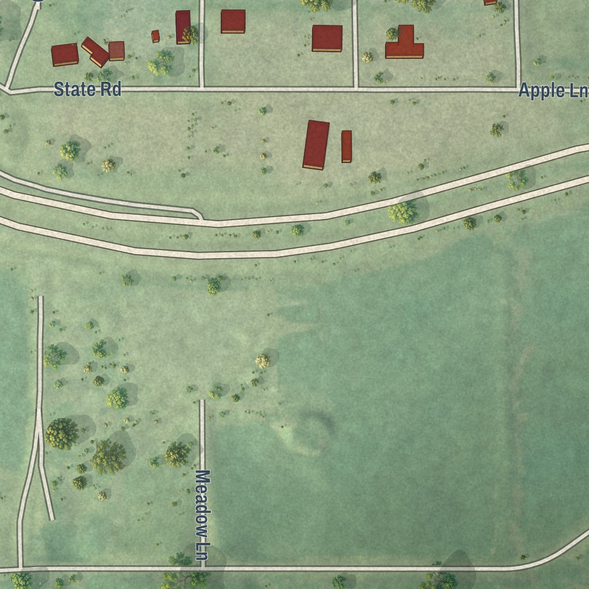 Second close-up of the map of Hatley, Wisconsin print showing more streets and buildings