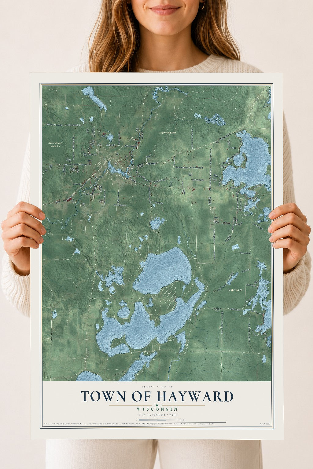 Map of the Town of Hayward, Wisconsin, 18 x 24 inch unframed archival matte print