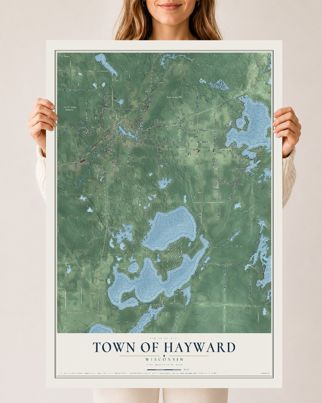 Map of the Town of Hayward, Wisconsin, 24 x 36 inch unframed archival matte print