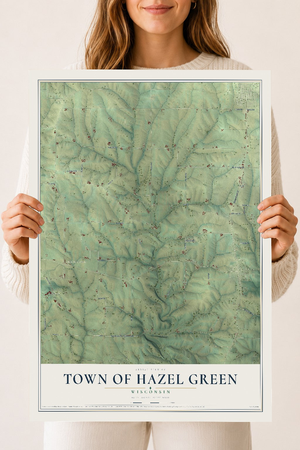 Map of the Town of Hazel Green, Wisconsin, 18 x 24 inch unframed archival matte print