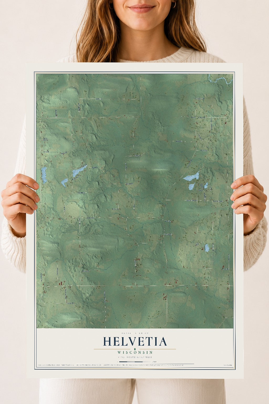 Map of Helvetia, Wisconsin, 18 x 24 inch unframed archival matte print