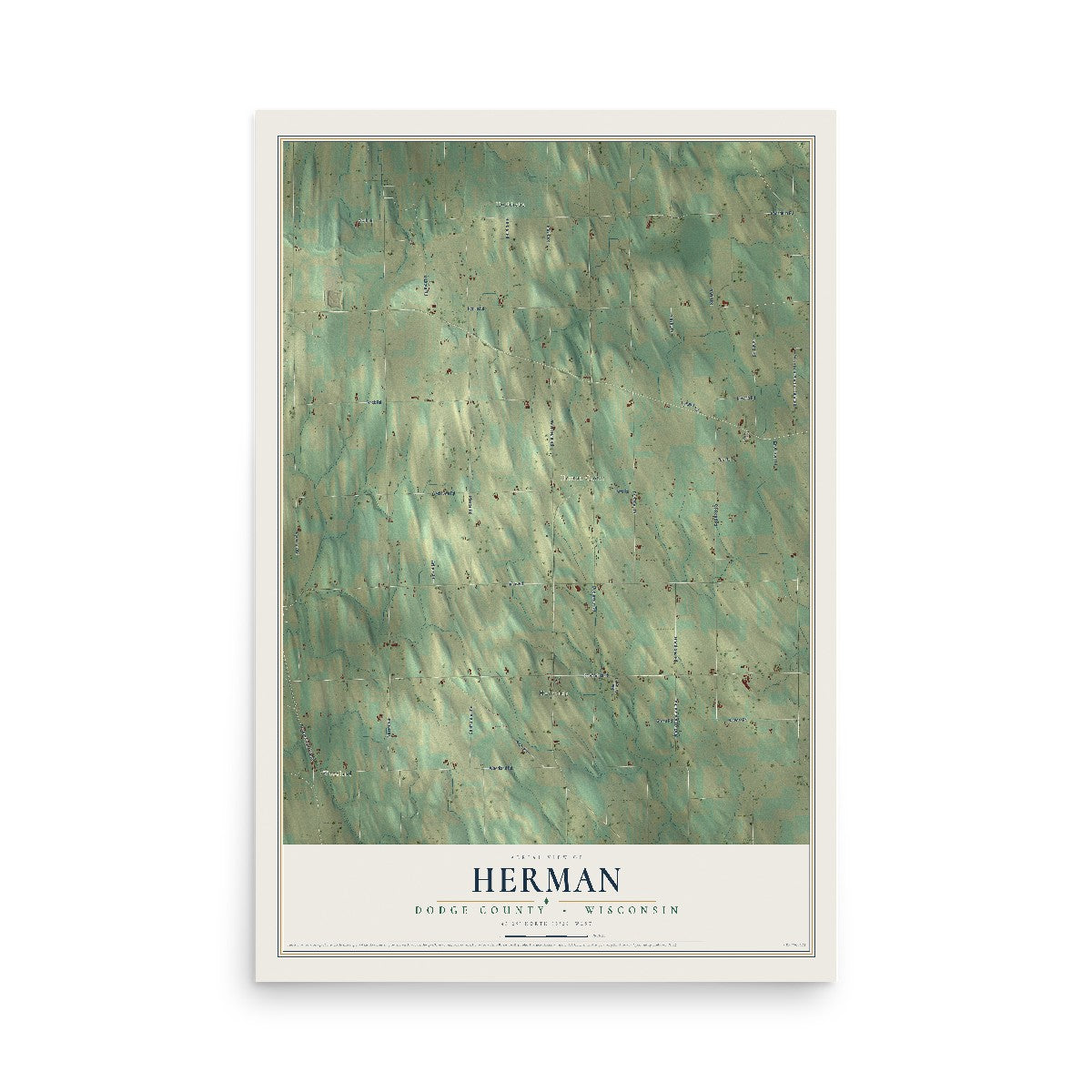 Map of Herman, Dodge County, Wisconsin, 12 x 18 inch unframed archival matte print