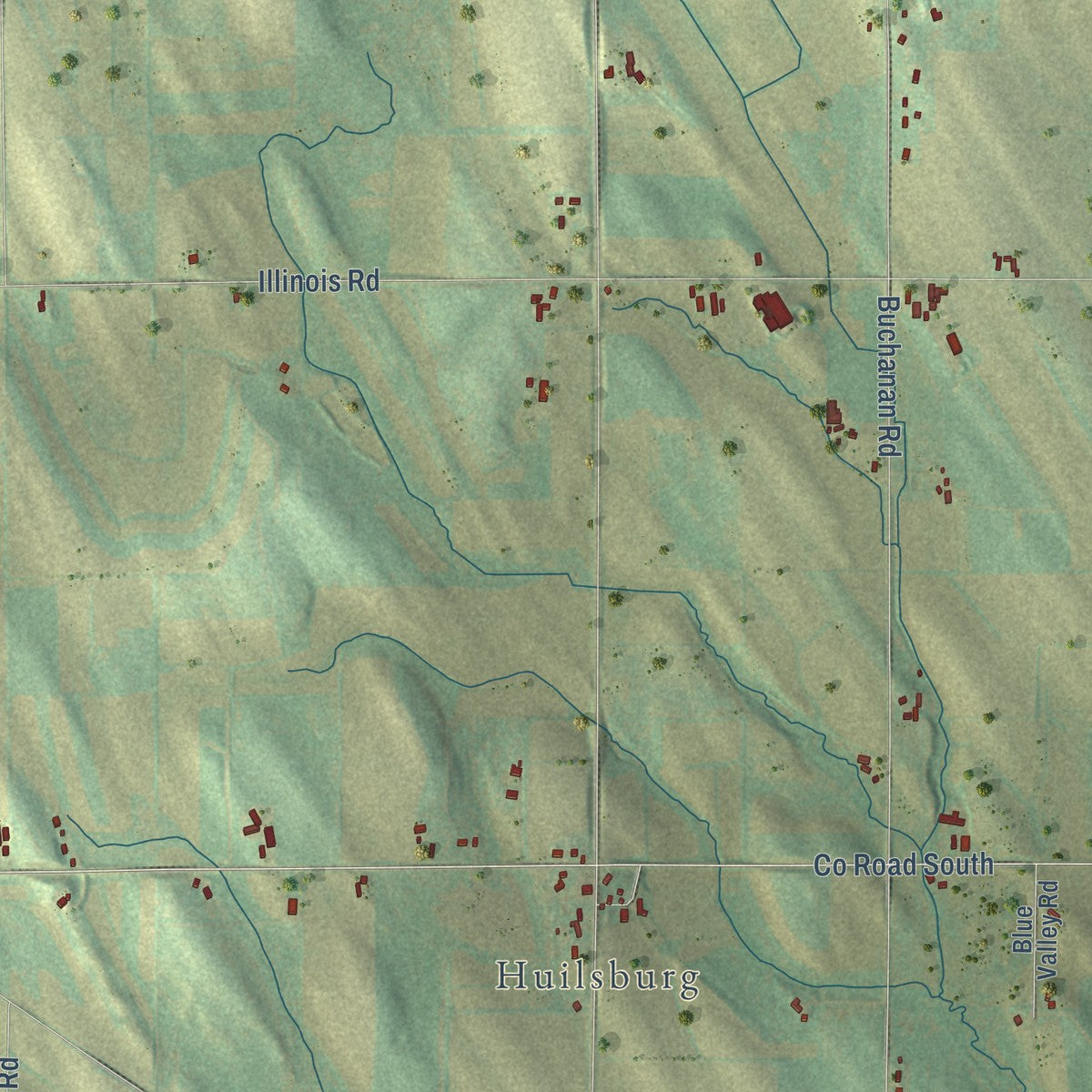 Close-up of the map of Herman, Dodge County, Wisconsin print showing street and building detail