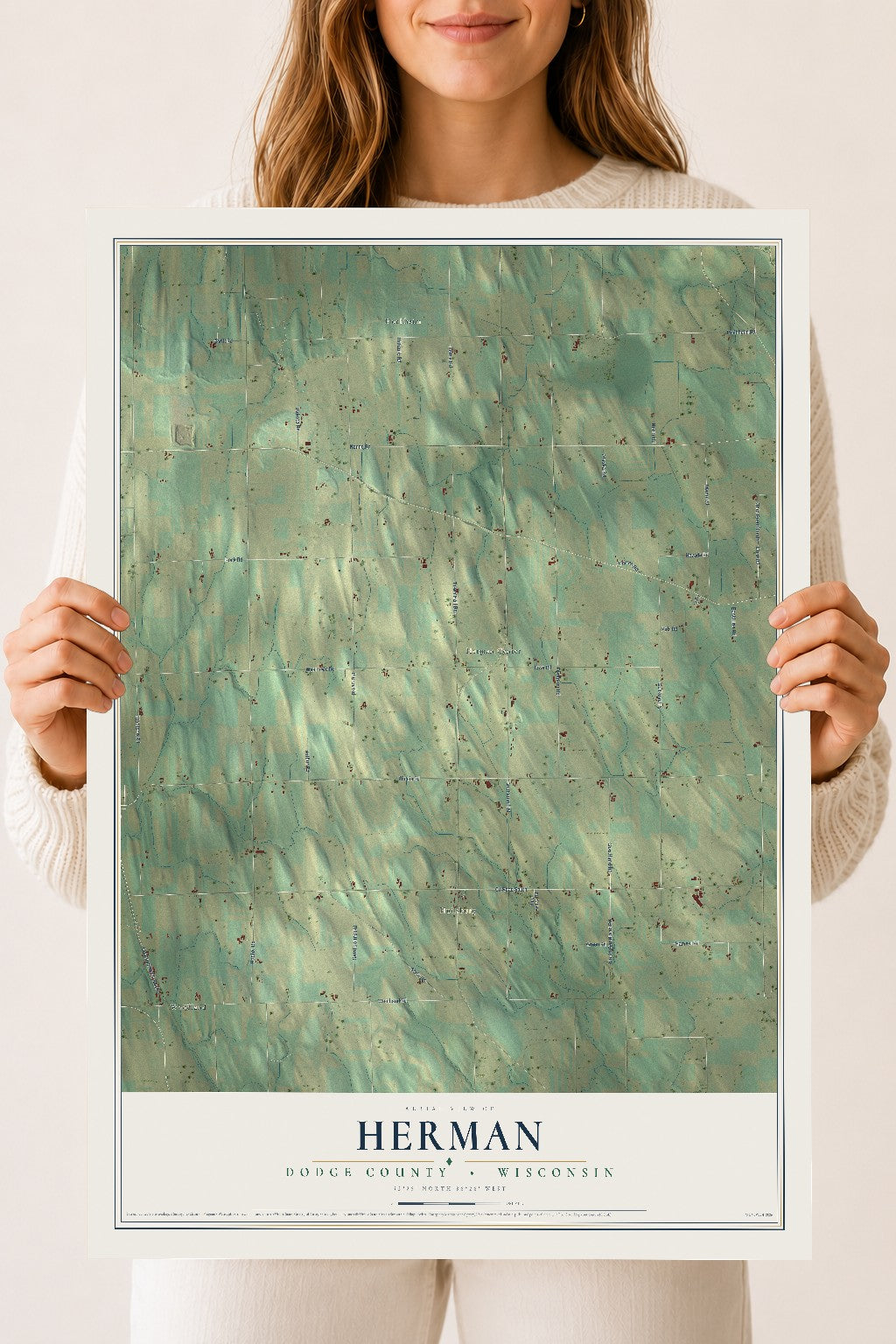 Map of Herman, Dodge County, Wisconsin, 18 x 24 inch unframed archival matte print