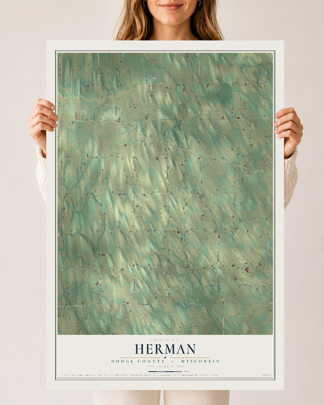 Map of Herman, Dodge County, Wisconsin, 24 x 36 inch unframed archival matte print