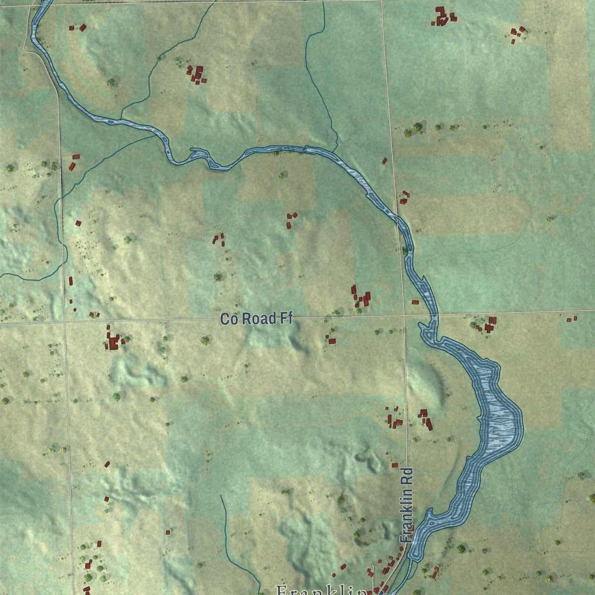 Second close-up of the map of Herman, Sheboygan County, Wisconsin print showing more streets and buildings