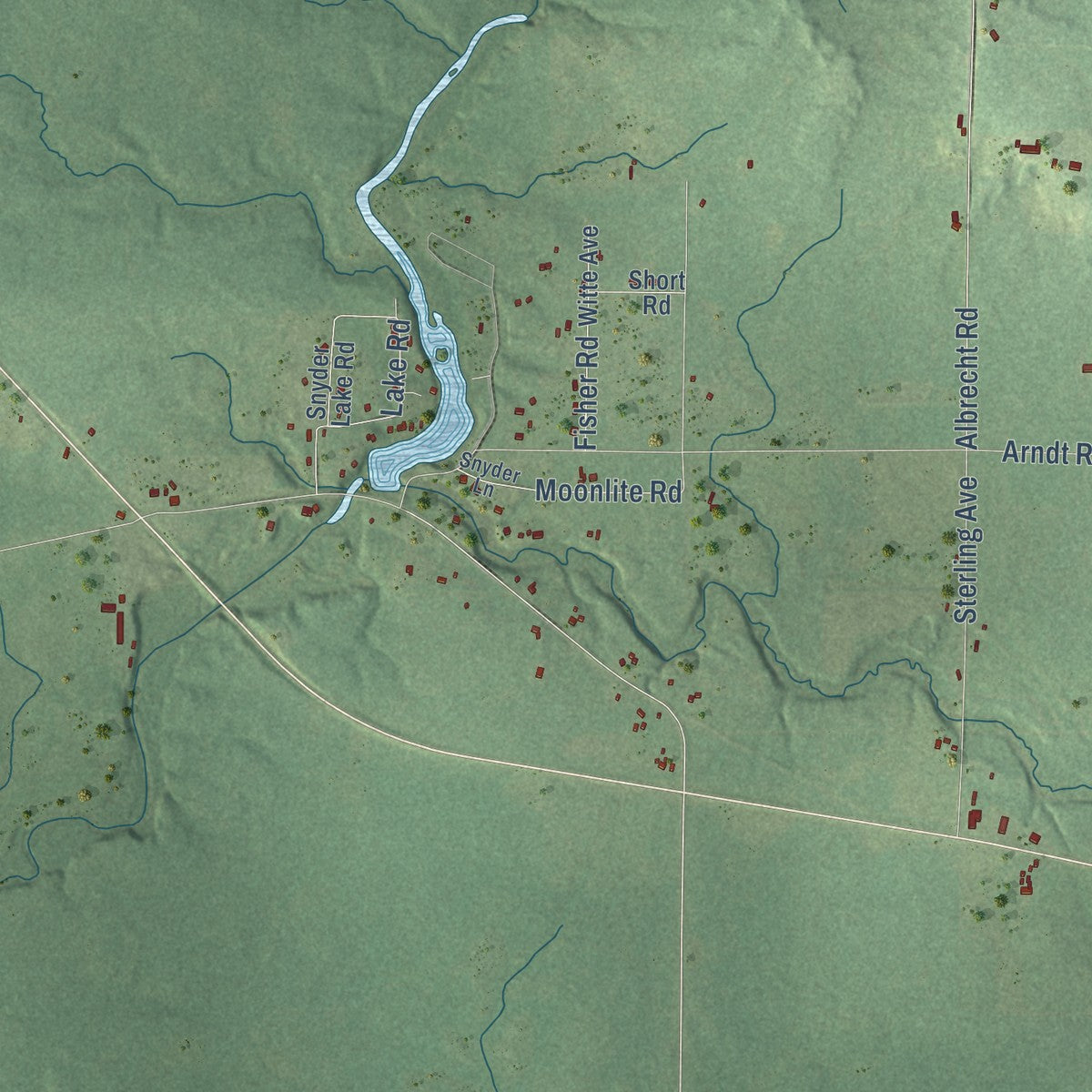 Close-up of the map of Hewett, Wisconsin print showing street and building detail