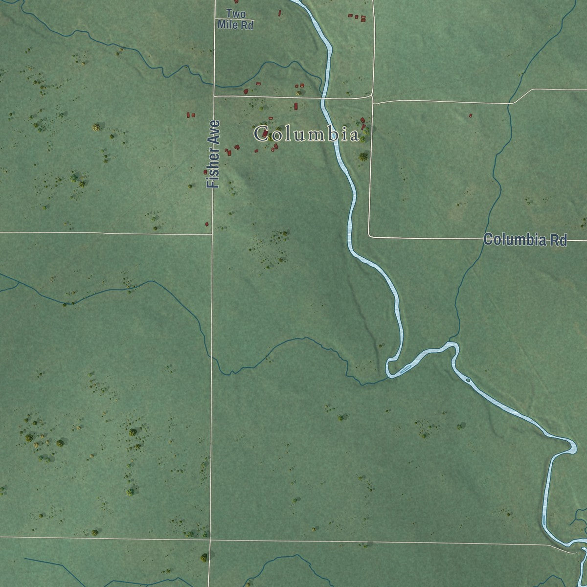 Second close-up of the map of Hewett, Wisconsin print showing more streets and buildings