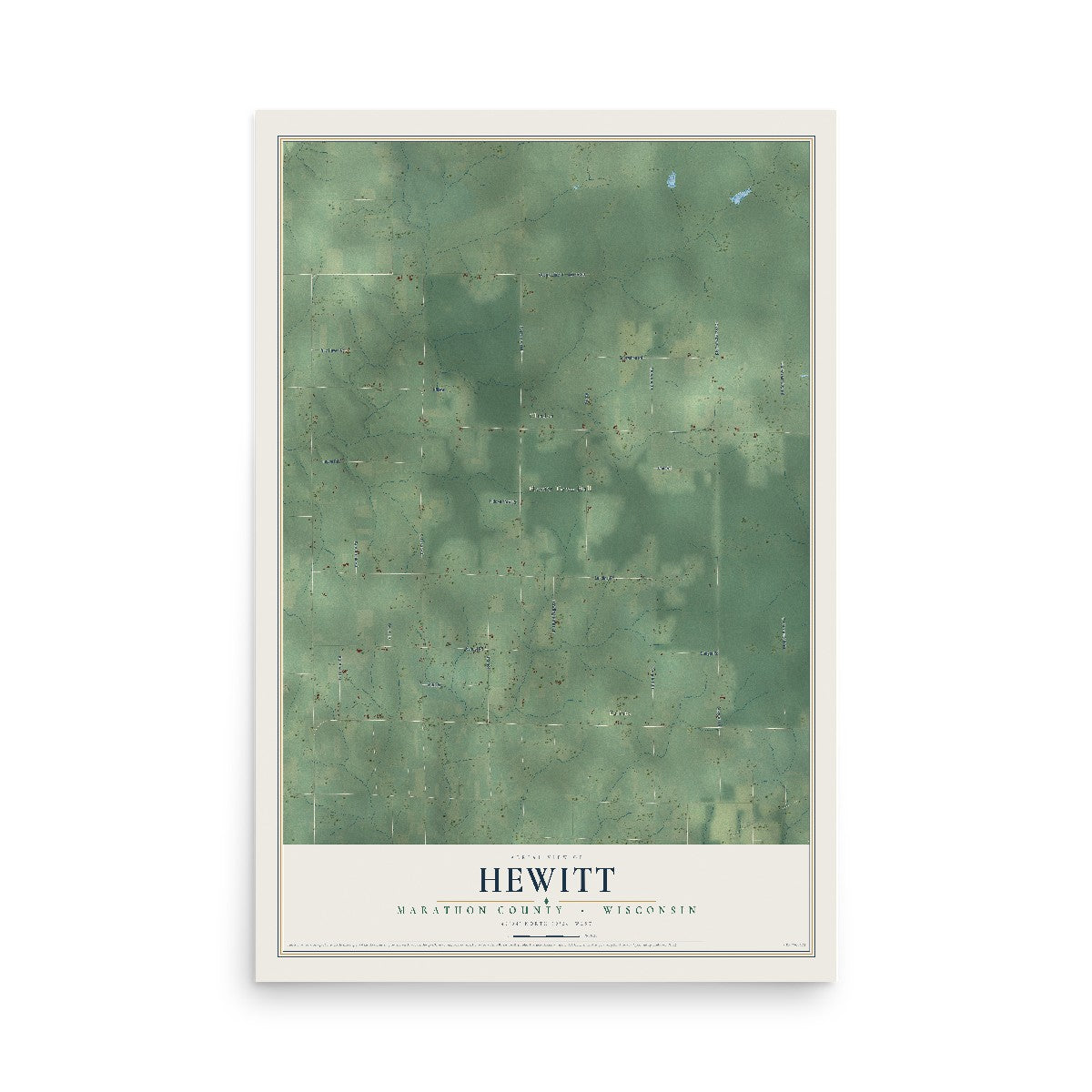 Map of Hewitt, Marathon County, Wisconsin, 12 x 18 inch unframed archival matte print