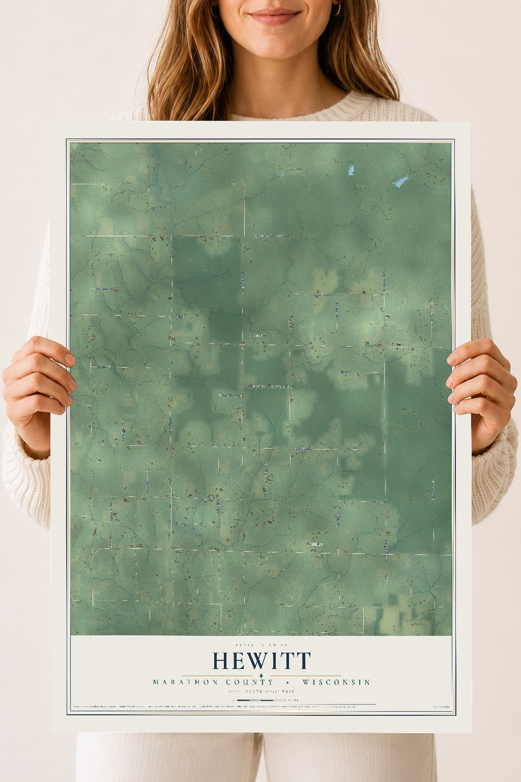 Map of Hewitt, Marathon County, Wisconsin, 18 x 24 inch unframed archival matte print