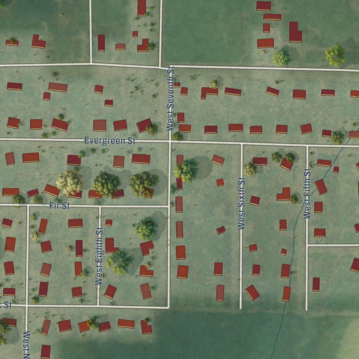 Close-up of the map of Hewitt, Wood County, Wisconsin print showing street and building detail