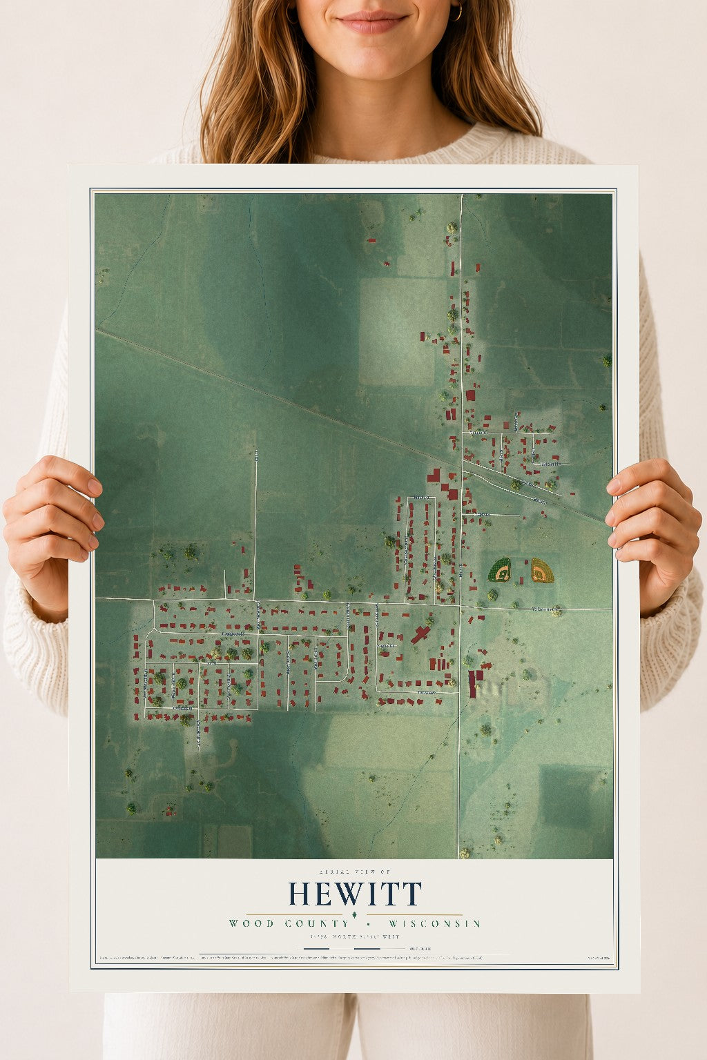 Map of Hewitt, Wood County, Wisconsin, 18 x 24 inch unframed archival matte print