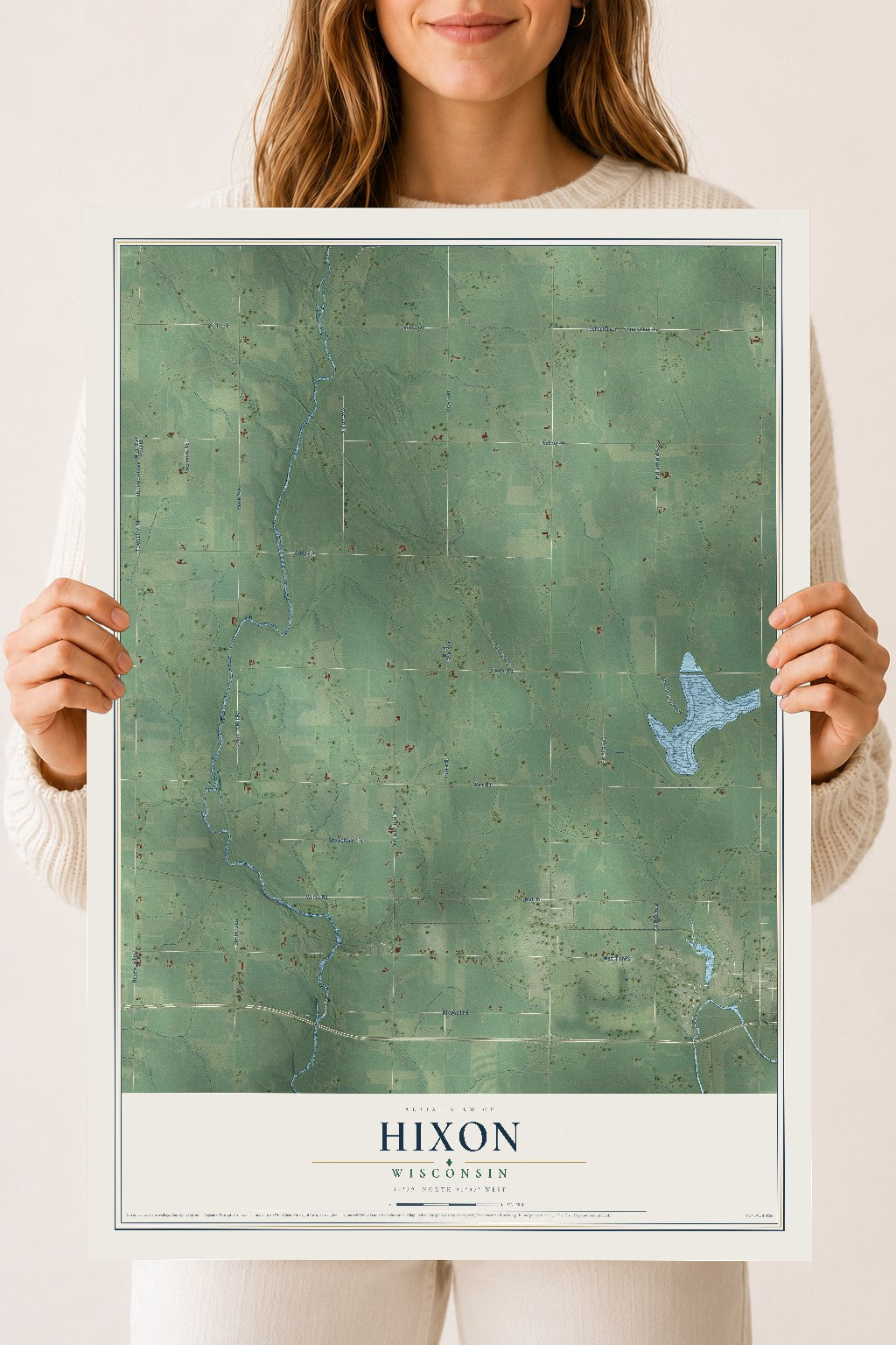 Map of Hixon, Wisconsin, 18 x 24 inch unframed archival matte print