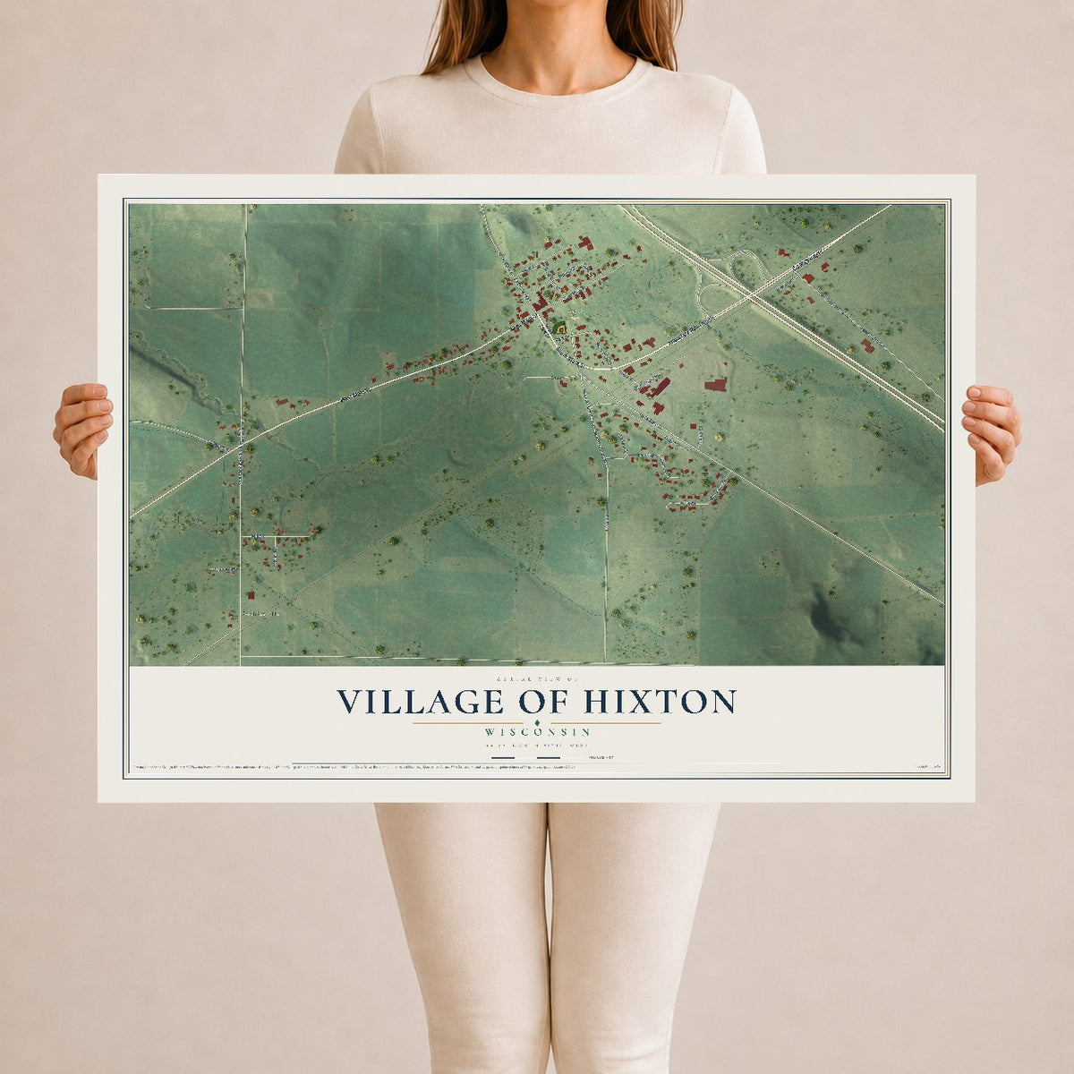 Map of Hixton, Wisconsin, 24 x 36 inch unframed archival matte print