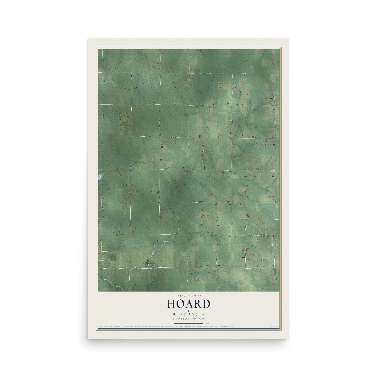 Map of Hoard, Wisconsin, 12 x 18 inch unframed archival matte print