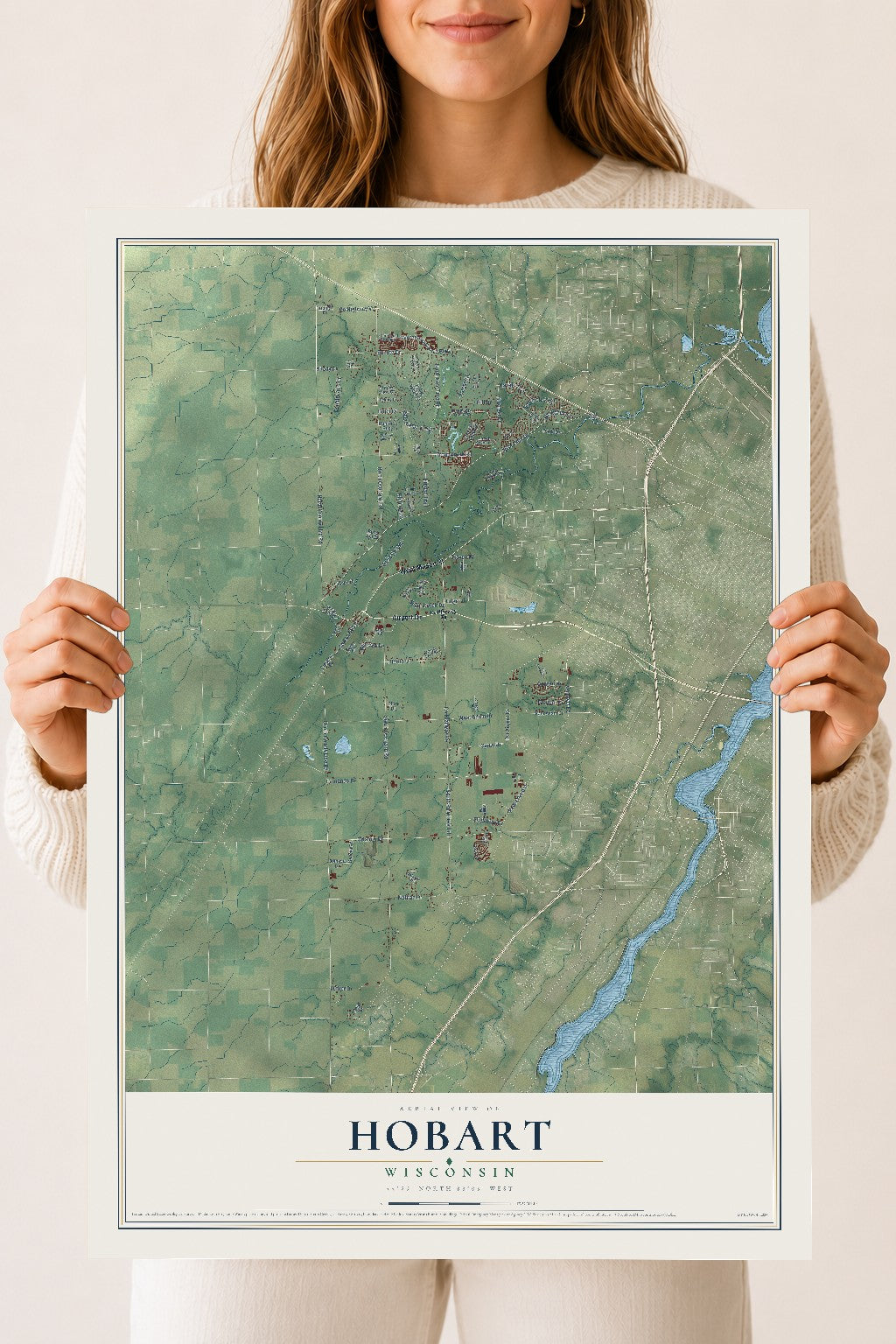 Map of Hobart, Wisconsin, 18 x 24 inch unframed archival matte print