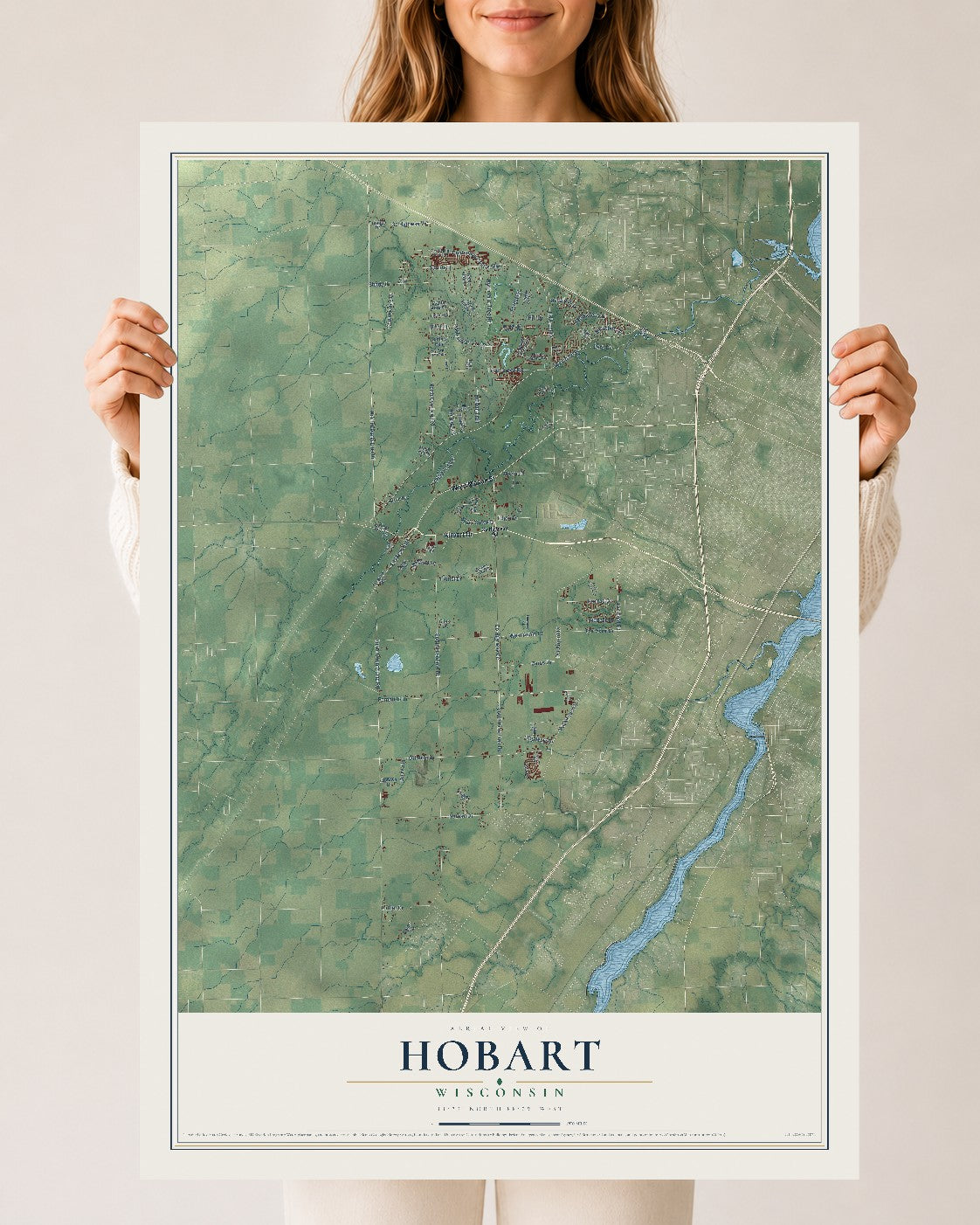 Map of Hobart, Wisconsin, 24 x 36 inch unframed archival matte print