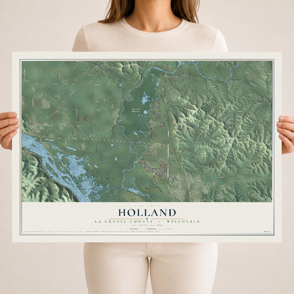 Map of Holland, La Crosse County, Wisconsin, 18 x 24 inch unframed archival matte print