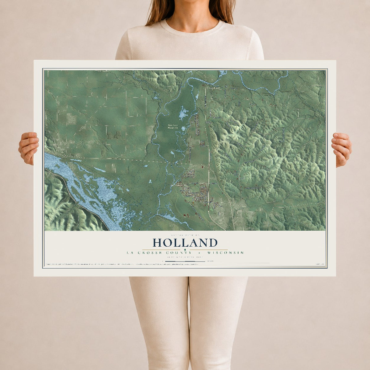 Map of Holland, La Crosse County, Wisconsin, 24 x 36 inch unframed archival matte print