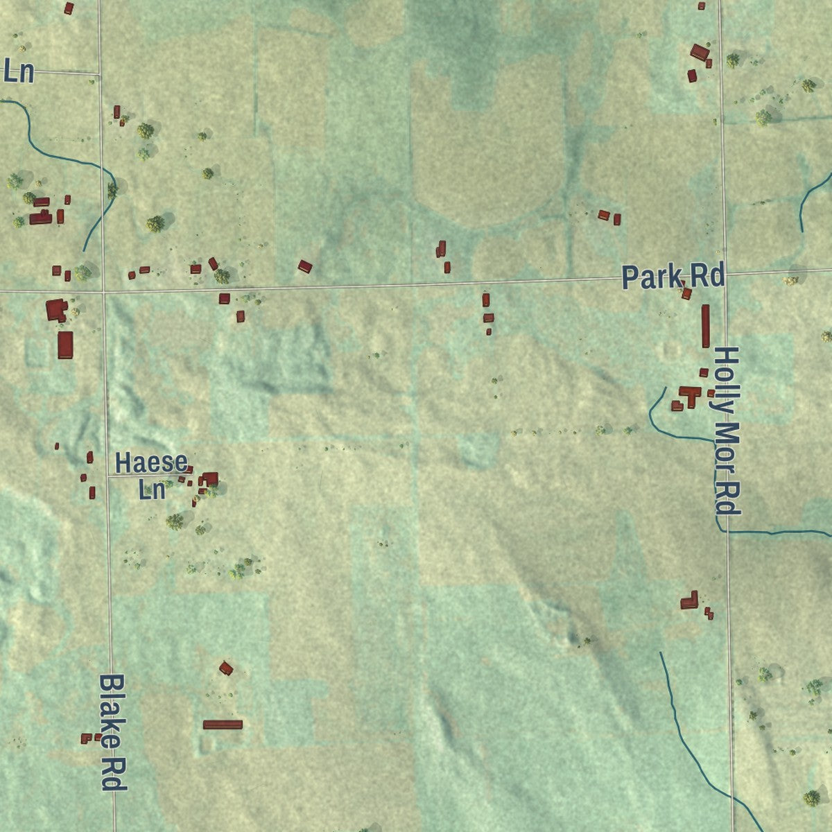Second close-up of the map of Holland, Brown County, Wisconsin print showing more streets and buildings