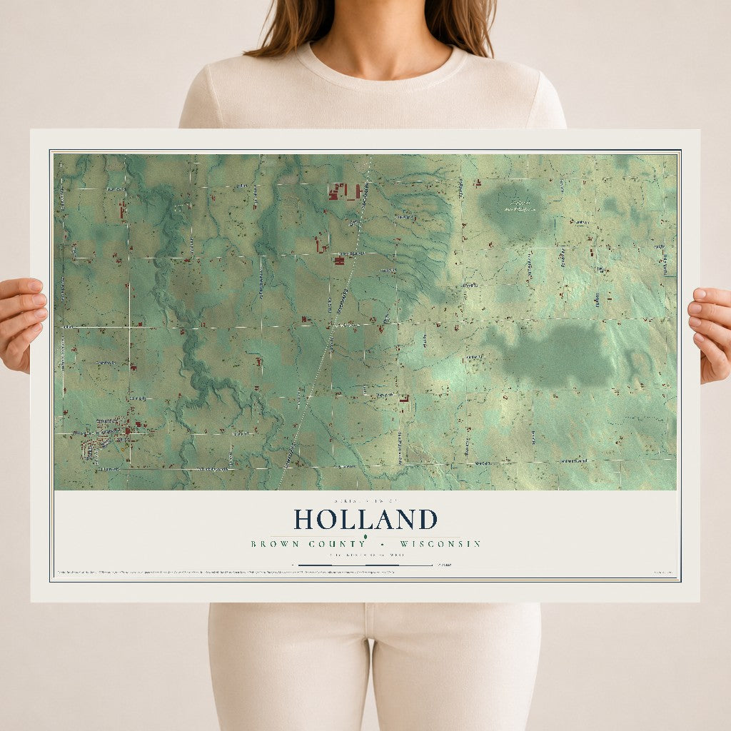 Map of Holland, Brown County, Wisconsin, 18 x 24 inch unframed archival matte print