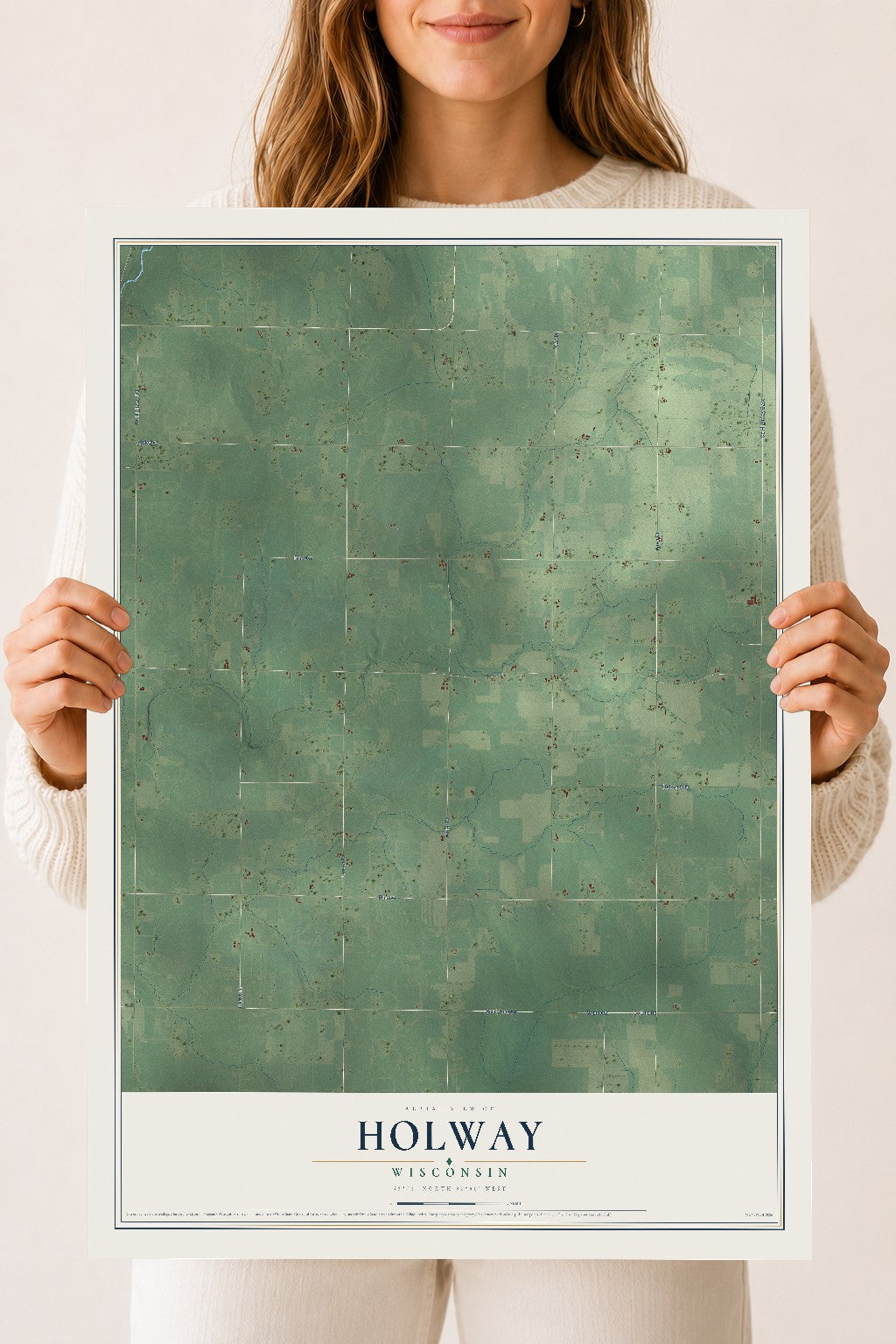 Map of Holway, Wisconsin, 18 x 24 inch unframed archival matte print