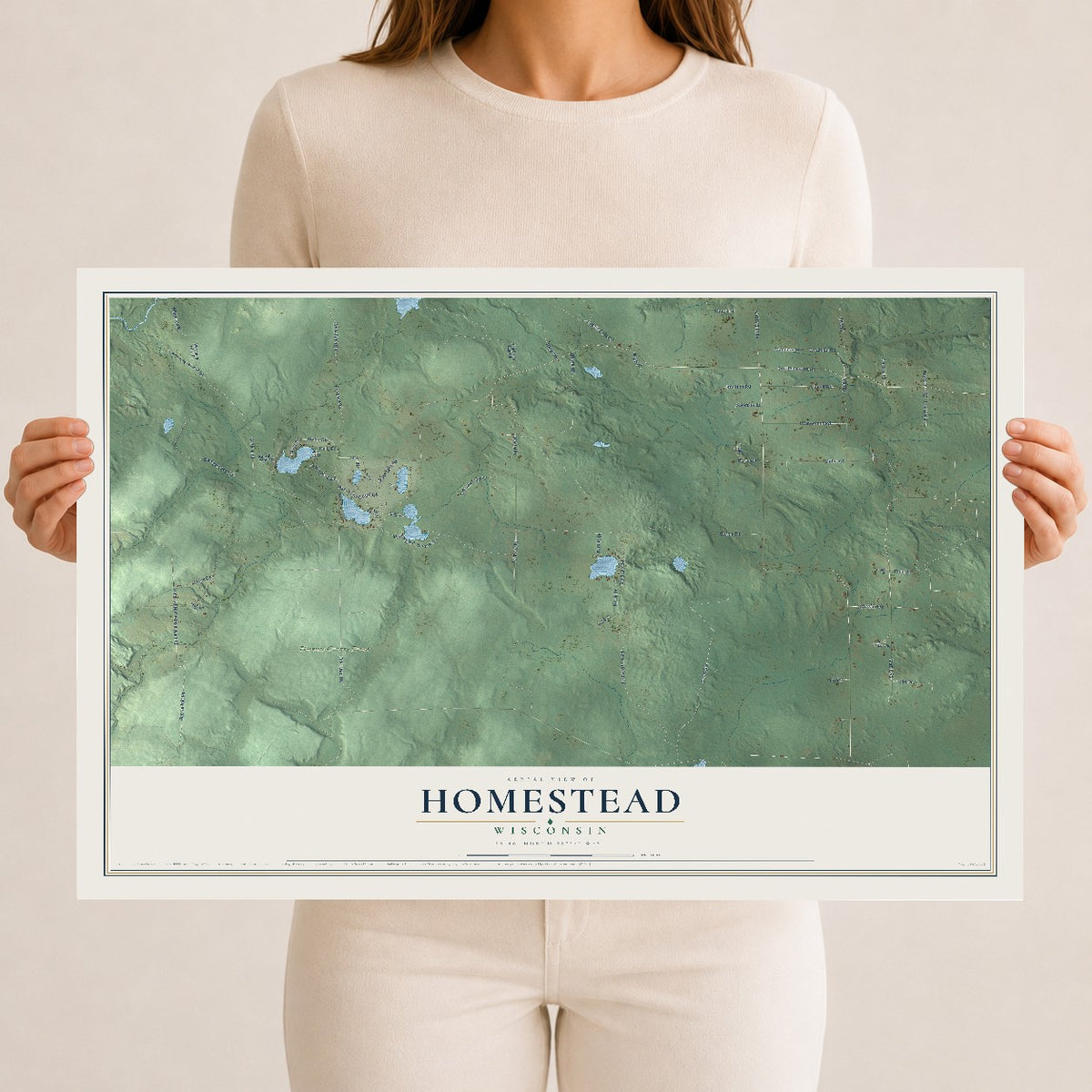 Map of Homestead, Wisconsin, 12 x 18 inch unframed archival matte print