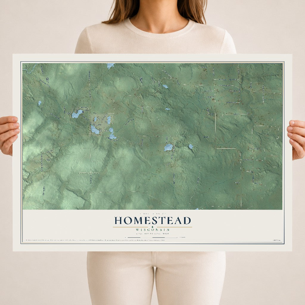 Map of Homestead, Wisconsin, 18 x 24 inch unframed archival matte print