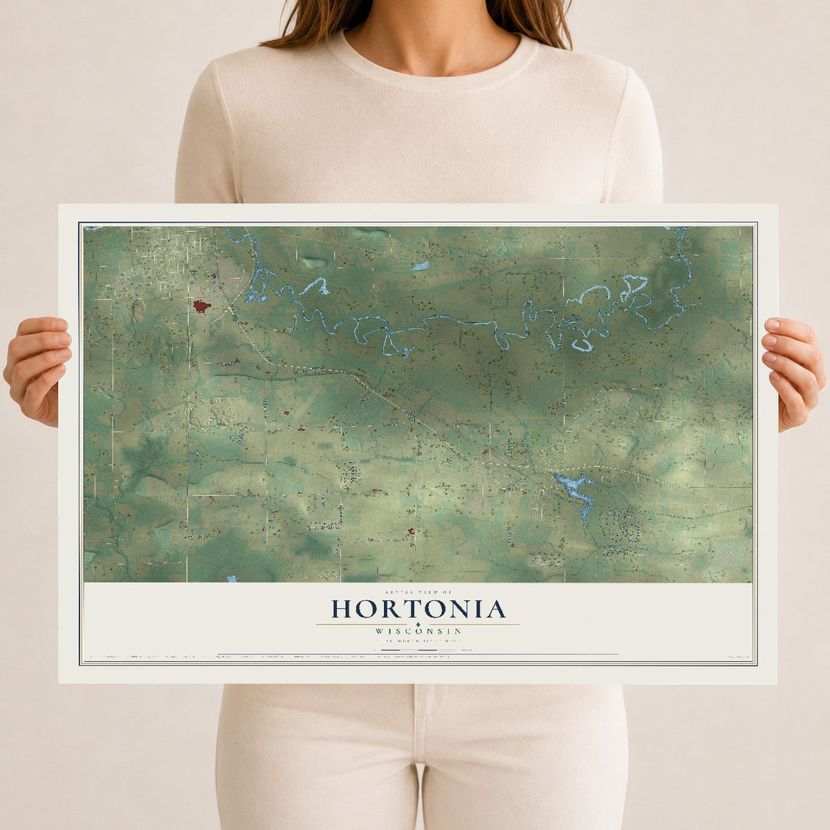 Map of Hortonia, Wisconsin, 12 x 18 inch unframed archival matte print