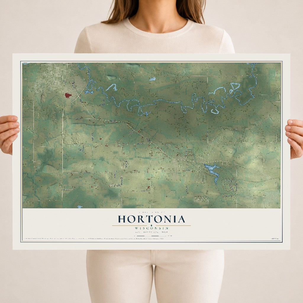 Map of Hortonia, Wisconsin, 18 x 24 inch unframed archival matte print