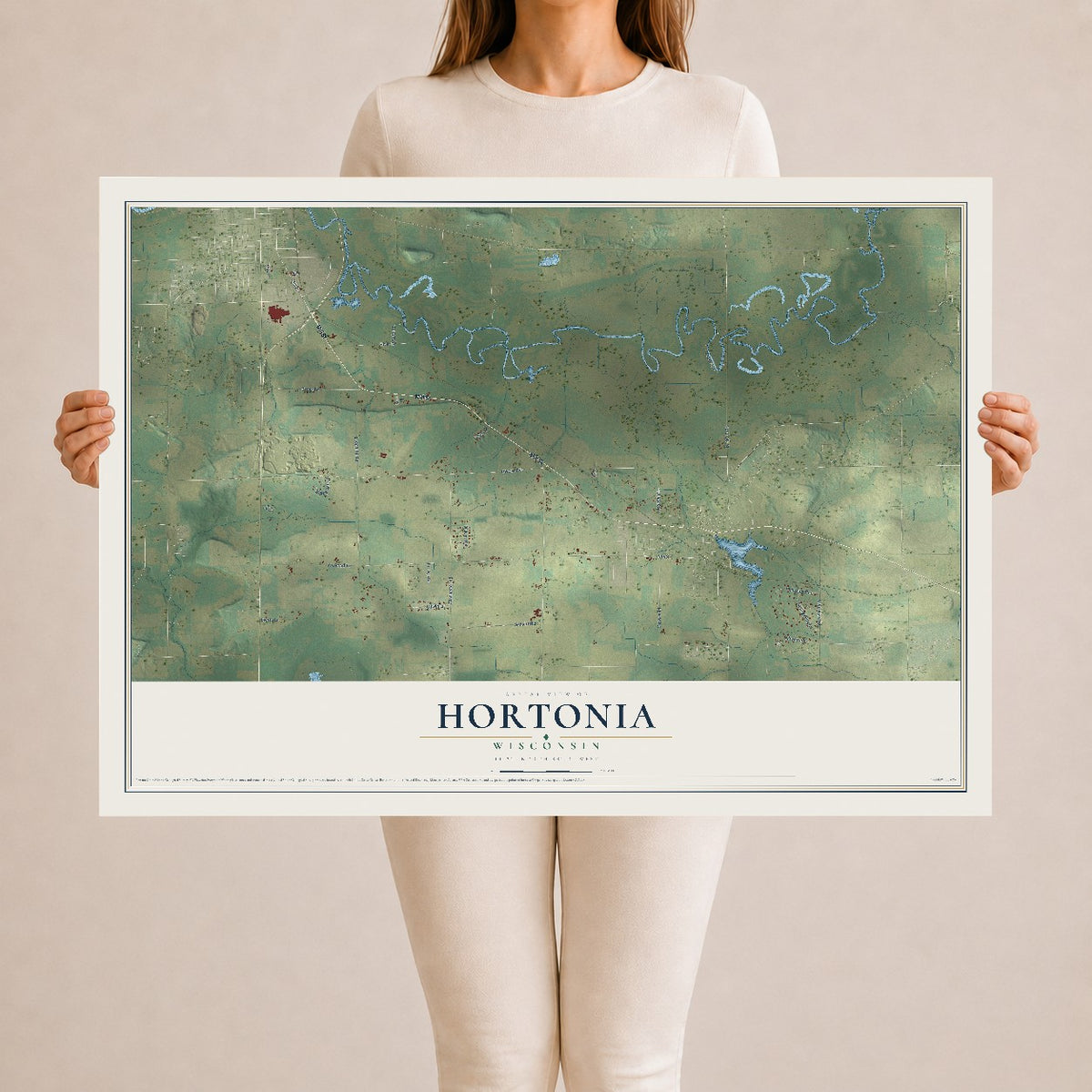 Map of Hortonia, Wisconsin, 24 x 36 inch unframed archival matte print